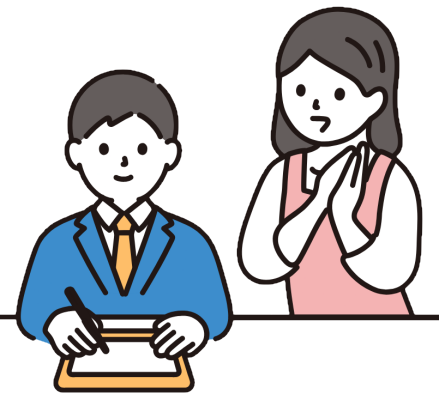 タブレットで学習するADHDの男子中学生と、それを見て喜ぶ母親のイラスト