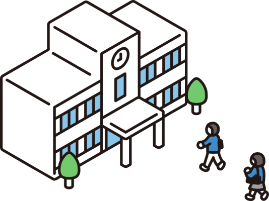 通信制高校に通う生徒たちのイラスト