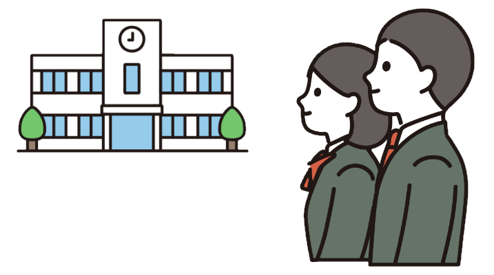 不登校の男女中学生が高校へ進学することを希望しているイラスト