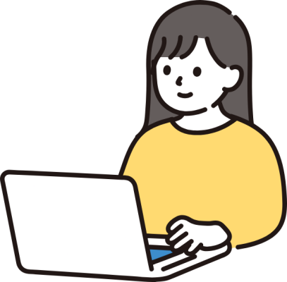 通信制高校で勉強する、パソコンに向かう女の子のイラスト